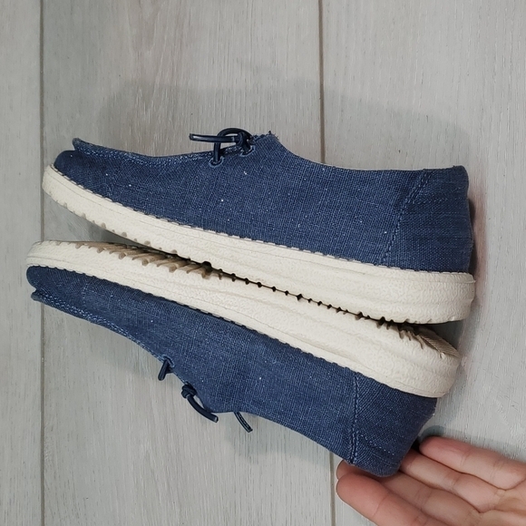 Hey Dude Youth Girls Sparkling Denim Loafer slip on shoes sz K12 - Picture 7 of 10